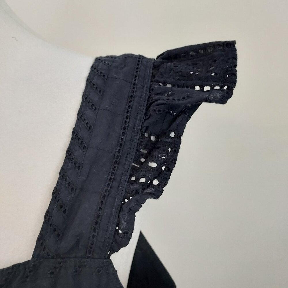 Loft Navy Eyelet Flutter Strap Button Front Top S… - image 3